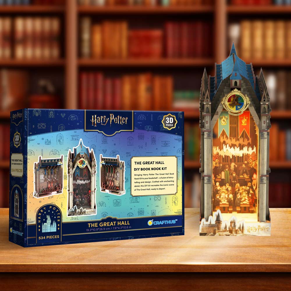 Book Nook Kits 534 Pieces | 19.3×10.9×26.9cm (7.6" x 4.3" x 10.6") The Great Hall - DIY Book Nook Kit