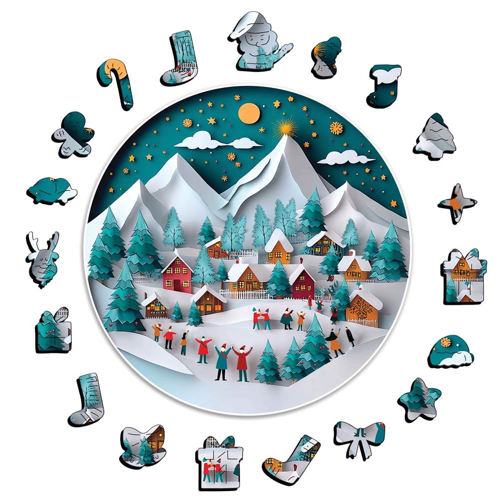 クリスマス・チアフル - 木製ジグソーパズル