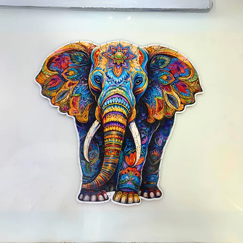 木製パズル エレファント 木製ジグソーパズル 鮮やかな象のパズル228ピース Puzzle_Review_Image_1_600x_889