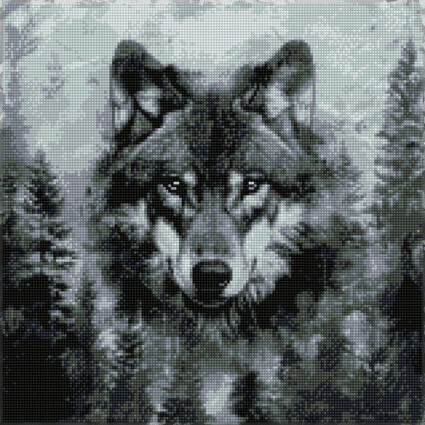 17.7" x 17.7" (45x45cm) Lone Wolf - Diamond Painting Kit