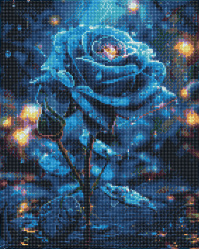 15.7" x 19.7" (40x50cm) Mysterious Blue Rose - Diamond Painting Kit