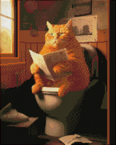 15.7" x 19.7" (40x50cm) Literary Lounging Cat - Diamond Painting Kit