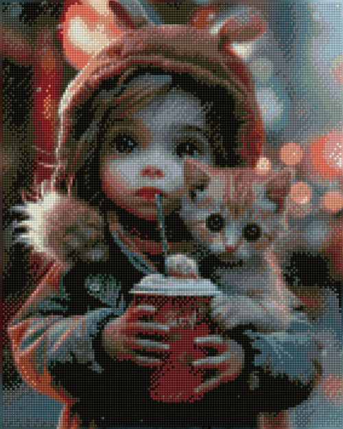 7.8" x 11.8" (20x30cm) Cozy Kitten Cup - Diamond Painting Kit