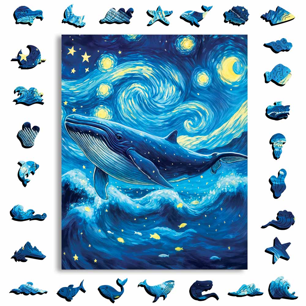 星のクジラ - 木製ジグソーパズル