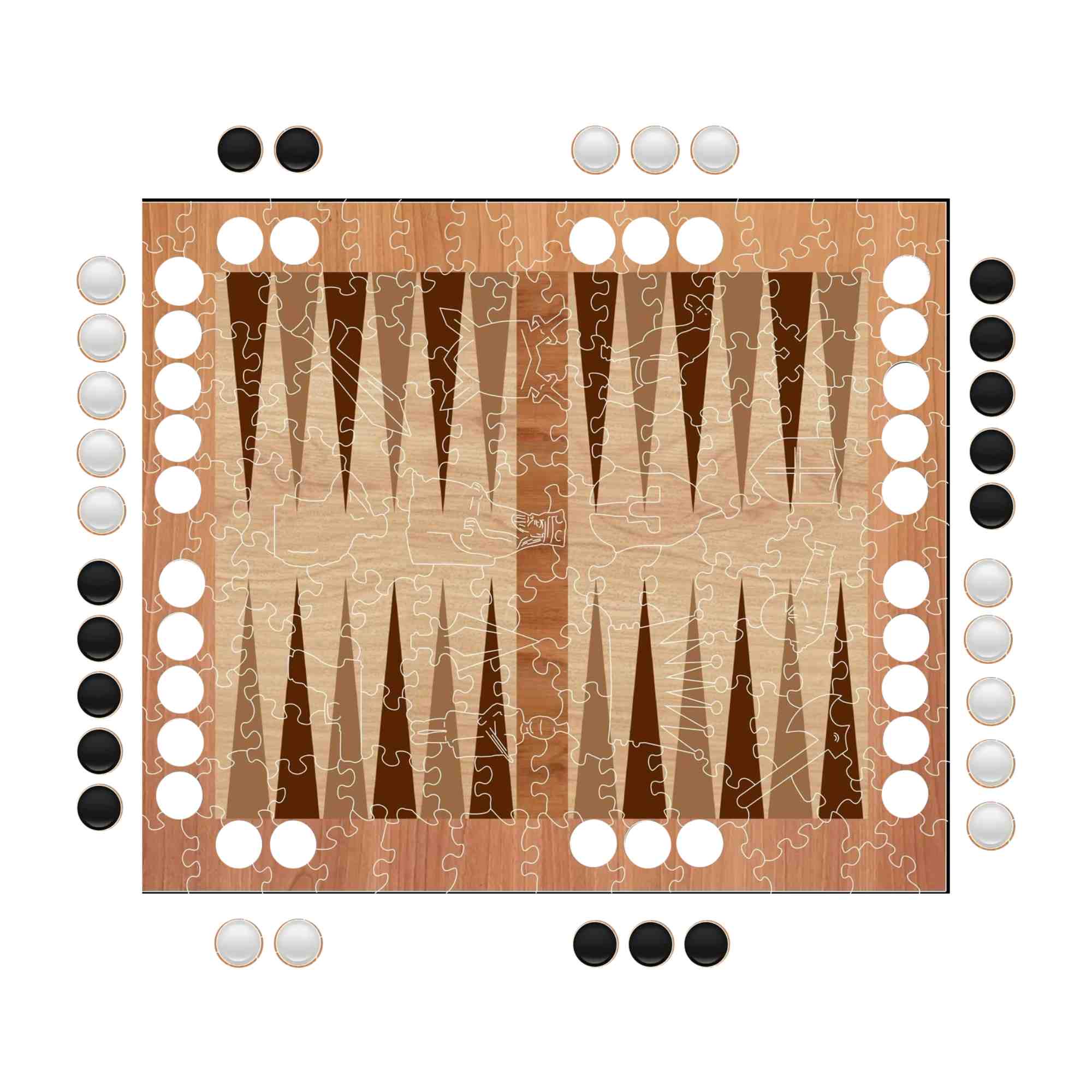 jigsaw puzzle A3 (27.9x27.9 CM / 10.9x10.9") Backgammon + Dice - Jigsaw Puzzle