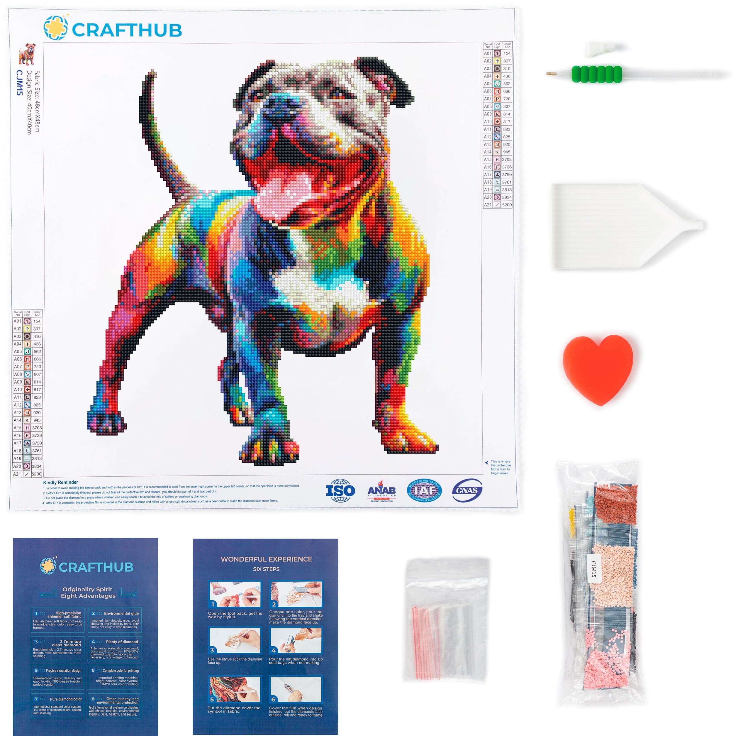 15.7"x15.7" / 40cm x 40cm Pitbull Dog - Diamond Painting Kit