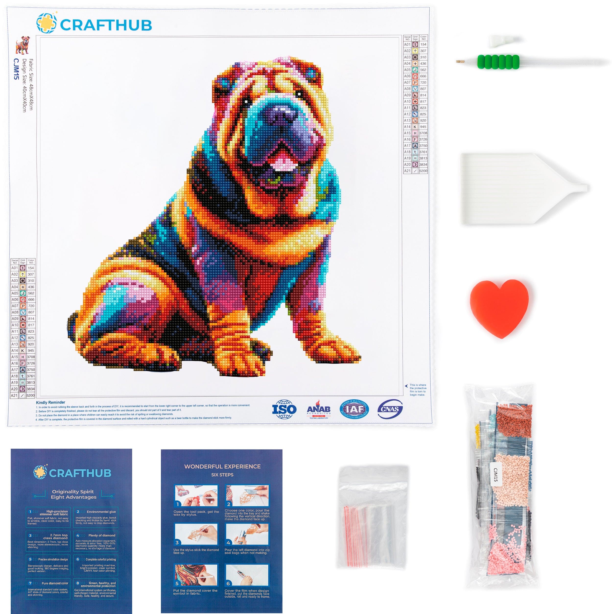 15.7"x15.7" / 40cm x 40cm Shar Pei Dog - Diamond Painting Kit