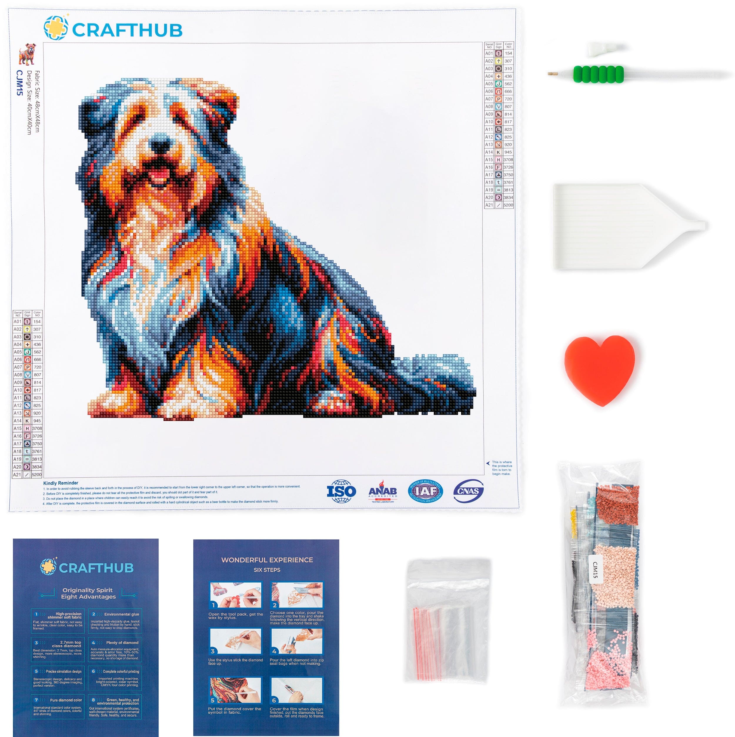 15.7"x15.7" / 40cm x 40cm Bearded Collie Dog - Diamond Painting Kit