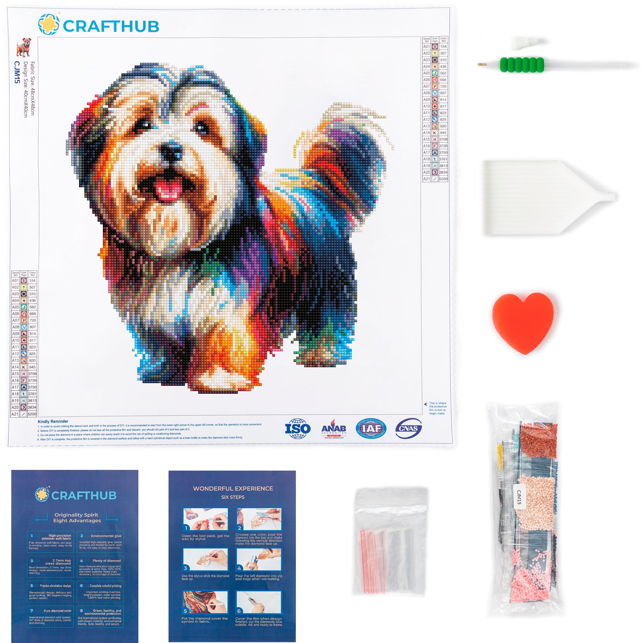 15.7"x15.7" / 40cm x 40cm Tibetan Terrier Dog - Diamond Painting Kit