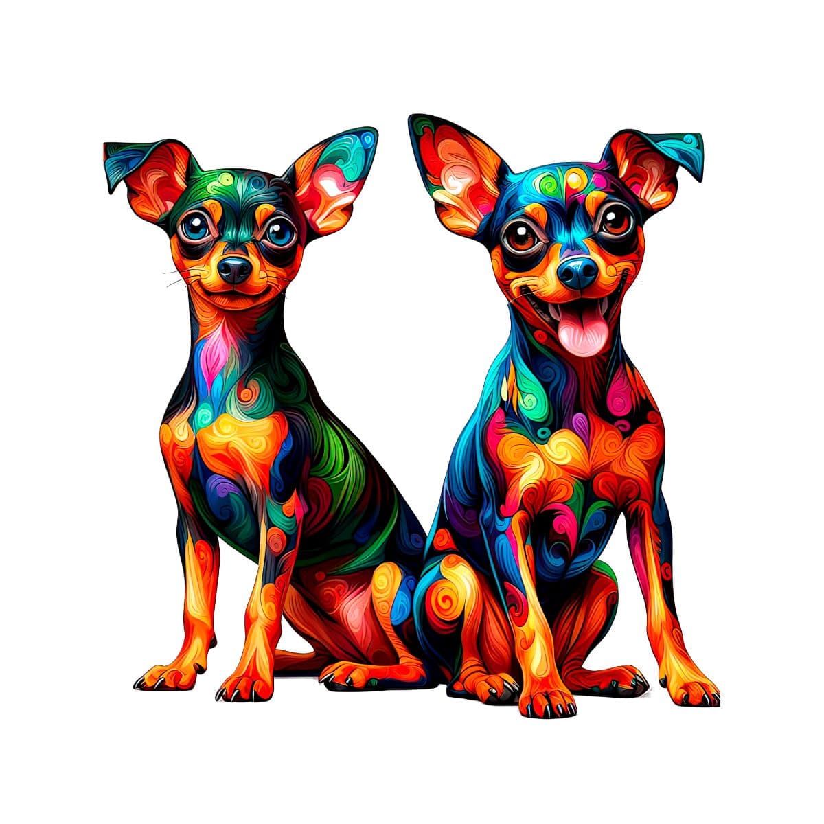 Animal Jigsaw Puzzle > Wooden Jigsaw Puzzle > Jigsaw Puzzle Twin Miniature Pinscher Dog - Jigsaw Puzzle